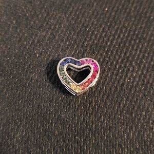 14K Gold Rainbow Sapphires Floating Heart Pendant
